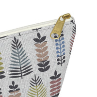 Stamped Leaves Accessory Pouch w T-bottom in Black